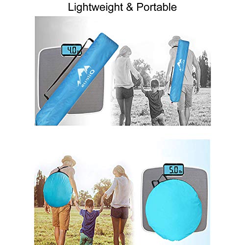 Oileus X-Large 4 Person Beach Tent Sun Shelter - Portable Sun Shade Instant Tent for Beach with Carrying Bag, Stakes, 6 Sand Pockets, Anti UV for Fishing Hiking Camping, Waterproof Windproof, Blue - color: Blue