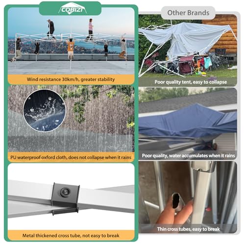 COBIZI 13x26 Pop up Canopy Tent 13x26 Canopy with 6 Sidewalls Waterproof Heavy Duty Commercial Canopy Tent for Parties Outdoor Garden Gazebo, Carry Bag with Wheel(13x26ft, Gray) - color: Gray, size: 13X26FT 6 Sidewalls