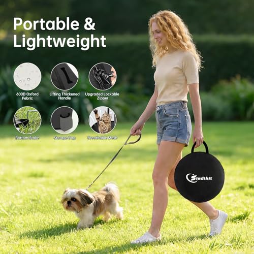 Dog Playpen,Cat Pet Puppy Pen,Portable Playpens for Dogs Indoor Outdoor Travel Camping Use,Foldable Dog Kennel Tent Crate for Rabbit Small Animals with Carrying Case (Dark Grey, Small) - color: Dark Grey, size: Small
