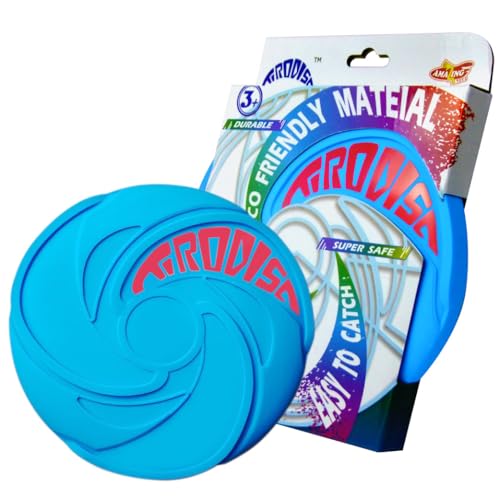 AMAZING TOYZ Tirodisc Foldable Frisbee for Kids & Adults, 20cm Soft Silicone Flying Disc - Portable Pocket-Sized Outdoor Waterproof Toy for Beach, Park, Pool Games | Easy Clean & Safe Catch - color: Blue