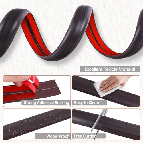Floor Cord Cover for Wires on Floor Self Adhesive Cord Hider Floor Cable Management Wire Covers for Cords Protector Prevent Cable Trips Cord Cavity W 0.32" x H 0.32", Black Walnut, 3.3Ft - color: Black Walnut, size: 0.78 In x 3.3 Ft