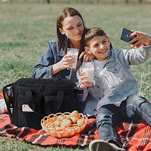 MIER Lunch Box for Men Heavy Duty Insulated Lunch Bag 20 Cans Large Leakproof Soft Cooler Bags with Multiple Pockets for Picnic Work Travel (Black) - color: Black