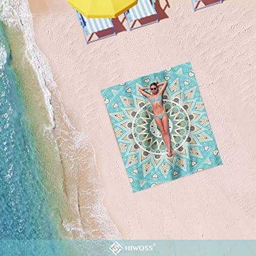 Beach Blanket Waterproof Sandproof Oversized 95”x 80”,Sand Free Beach Mat with Corner Pockets,Portable Mesh Bag for Beach Festival,Picnic,Travel and Outdoor Camping (Tealish Green) - color: Tealish Green