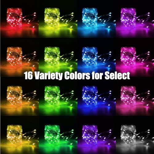 Dazzle Bright Color Changing Fairy Lights Battery Operated, 2 Pack Total 40FT 120LED Silver Copper Wire RGB String Lights with Remote, Waterproof Halloween Decorations for Indoor Outdoor Party Decor - color: RGB Color Changing