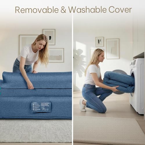 Portable Inflatable Sofa with Built-in Pump - Quick Inflation Comfortable and Durable Blow Up Loveseat for Indoor & Outdoor, Living Room, Camping, Apartment, Dorm