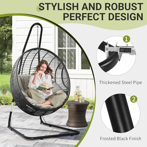 Hammock Stand Only- Heavy Duty, Black, 330 lbs Max Weight, Indoor/Outdoor, Easy Assembly, 1 Person, Metal