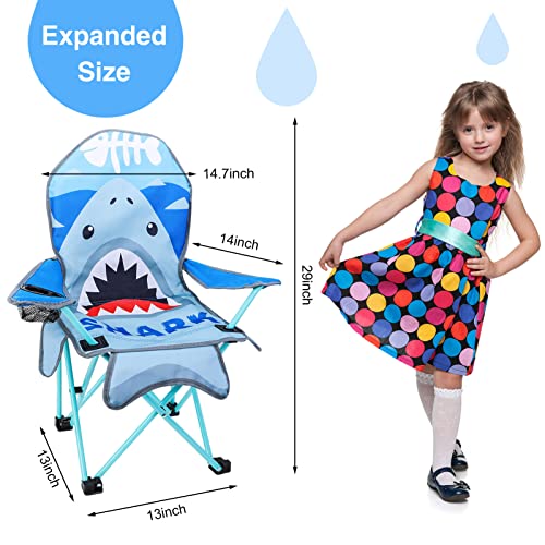 KABOER Kids Outdoor Folding Lawn and Camping Chair with Cup Holder and Carrying Bag, Children's Camping Chairs - color: Shark