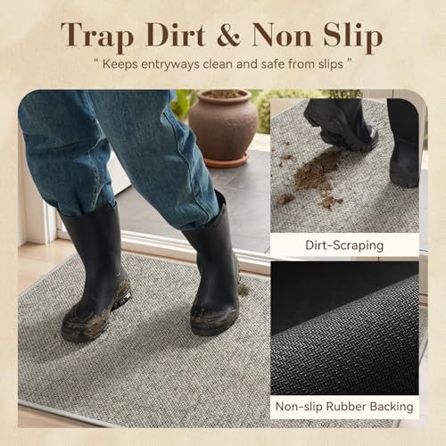 MontVoo Door Mat Indoor Entrance Doormat, Absorbent Durable Rubber Non Slip Front Door Mat for Inside Entry Entryway Dirt Trapper Welcome Mat, Beige 32''x48'' - color: Beige, size: 32''x48''