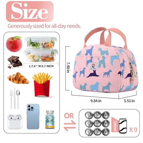 CaCTOUR Lunch Bag Kids,Cute Lunch Box for Kids Boys Girls,Portable Mini Cooler Bag,Small Insulated LunchBox Reusable Corduroy Lunch Tote for School/Travel/Picnic/Work (Dog) - color: D-Dog