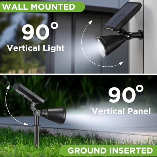 InnoGear Solar Lights Outdoor Lighting Waterproof Landscape Spotlights Uplighting for Outside Flag Garden Trees Yard Pathway Wall Auto On/Off, Pack of 6 (Cool White) - color: Cool White
