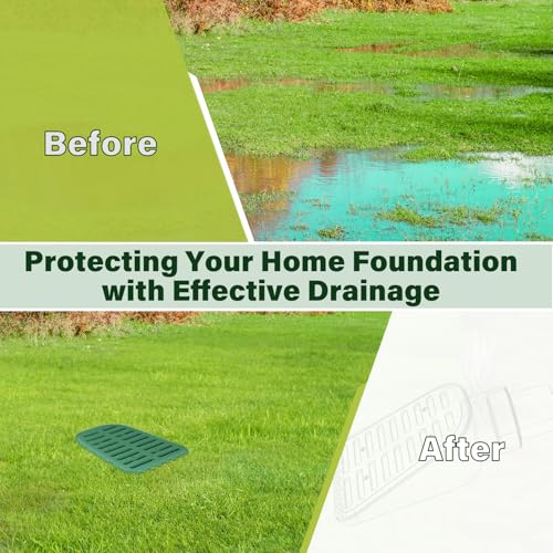 4in. Grate Yard Drain, Yard Drain Emitter for Sump Pump Discharge & Downspout Extensions, 10" W x 11.5" L x 4.7" H, Protects Foundation, Prevents Standing Water – Includes 3" & 4" SCH 40 Pipe Adapter