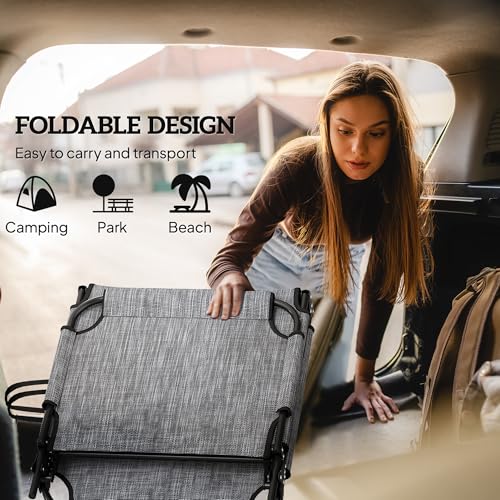 Outsunny Folding Chaise Lounge with 4-Level Reclining Back, Outdoor Tanning Chair with Cushion, Outdoor Lounge Chair with Breathable Mesh Fabric, Side Pocket, Headrest, Gray - color: Grey