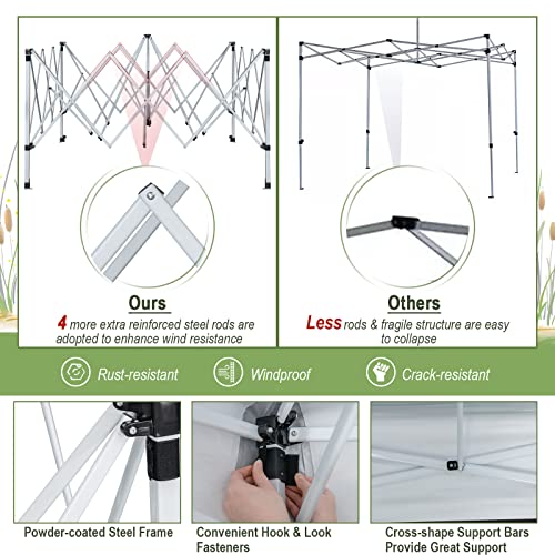 Tangkula 10x10 Ft Pop Up Canopy, Easy Set-up Outdoor Canopy with Center Lock, Wheeled Carry Bag, Double Vented Roof, 8 Stakes, 4 Ropes, Portable Folding Instant Tent Shelter for Camping (Black)