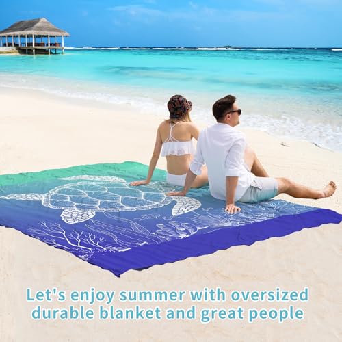 Beach Blanket 78''×81'' Suits 1-5 Adults Waterproof Sandproof Oversized Lightweight Waterproof Durable Blanket Large Picnic Mat for Beach Travel Camping Picnic Hiking - color: Sea Turtle, size: 78''x81''