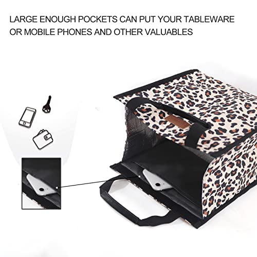 Lunch Bags for Women Insulated Reusable Lunch Tote with Internal Pocket, Lunch Tote bag for Work(Leopard) - color: Leopard, size: 2 pack