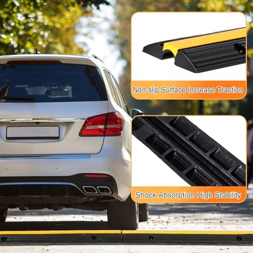 Rubber Durable Cable Protector Ramp Cover, Single Channel Heavy Duty Hose & Cord Track Floor Protection, 97x15x3cm, for Indoor and Outdoor Use
