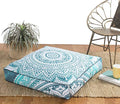 Popular Handicrafts Floor Pillow Cushion Cover - Hippie Mandala Square Ottoman Pouf Cover Indian Ombre Daybed Cotton Cushion Cover with Heavy Duty Zipper - Dog-Pets Bed, 22" Green Grey - color: Green and Grey, style: 22 Inchx 22 Inch Square Pillow cover