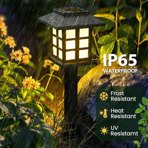 GIGALUMI Solar Outdoor Lights,12 Pack LED Solar Lights Outdoor Waterproof, Solar Walkway Lights Maintain 10 Hours of Lighting for Your Garden, Landscape, Path, Yard, Patio, Driveway - color: Warm White, size: 12 Pack