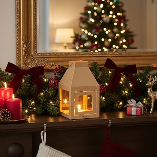 Rely+ Metal Lantern Candle Holder for Indoor & Outdoor Decor, Hanging Tealight Candles Holders for Wedding, Party, Decorations - Modern Home Decor, 5.5 Inch (Hazelnut Color) - color: Hazelnut