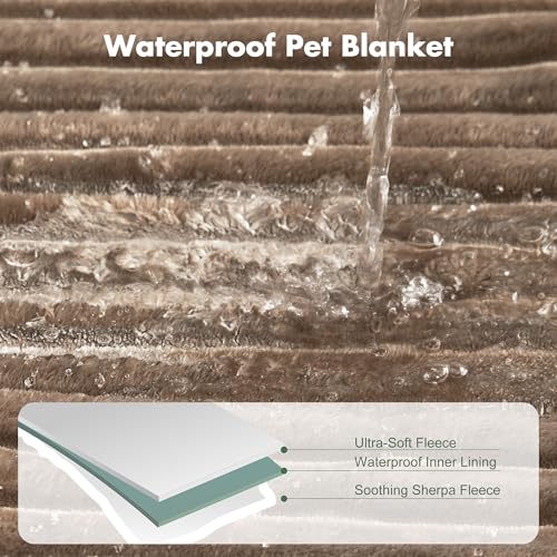 Waterproof Dog Blanket for Couch - Washable Medium Pet Blanket for Furniture Protector, Cozy Fleece Calming Dog Crate Blankets for Indoors & Outdoors, Brown, 30"x40" - color: Brown, size: M(30x40")
