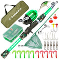 DaddyGoFish Kids Fishing Pole - Rod Reel Combo Tackle Box Starter Set - First Year Small Gear Kit for Boys Girls Toddler Youth Age Beginner Little Children - color: Green (Essential Set), size: 4ft