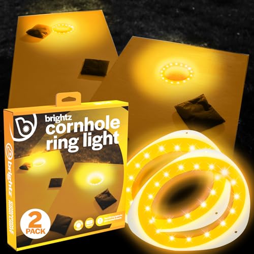 Brightz LED Cornhole Board Ring Lights, 2-Pack - 48-Hour Battery Life - Illuminate Your Game with Dazzling Glows and Ultimate Style for Non-Stop Evening Fun and Excitement (Includes Hole Lights Only) - color: Gold