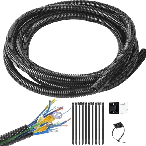 1/4 Inch Wire Loom Split Tubing - 30 ft Cord Protector Electric Wires Covers, Automotive Wire Flexible Conduit, Plastic Wire Cover with Cable Zip Tie (1/4"-30ft) - size: 1/4"-30ft