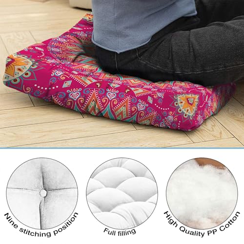 Mandala Meditation Cushion, Boho Meditation Mat, Meditation Pillows for Sitting on Floor, Cushions for Sitting in Home and Outdoor, Square Floor Pillow Cushion Seating for Yoga Accessories 22'' X 22'' - color: 06.mandala Meditation Cushion-1, size: 22x22