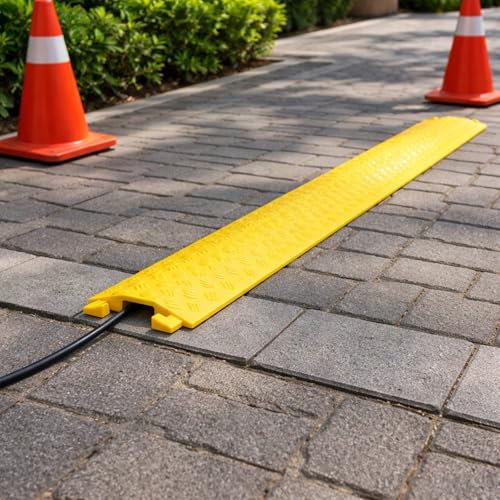 VIIBLE 2-Pack Yellow Small Drop Over Cable Ramp, 2000 lbs Capacity, Heavy Duty Protector for Hoses & Cords, Safe for High Traffic, Indoor/Outdoor Cord Concealer. - color: Yellow, size: Small