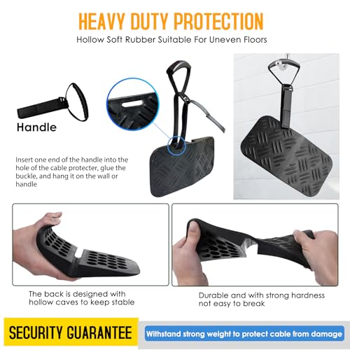 Ev Charger Cable Protector with Handle For Garage Door,Gap Minimizing Design Heavy Duty Soft Rubber Ev Charger Cord Protector Compatible for Tesla(Model 3/Y/X/S), J1772 Chargers,Prevents Damage