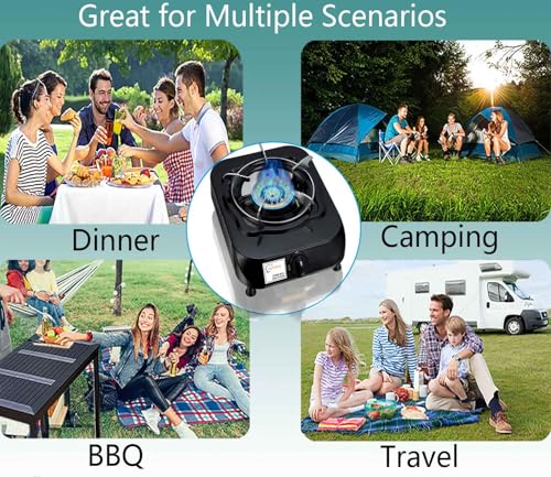 Horynar Single Burner Propane Stove with LPG CSA Hose 13,000 BTU Single Propane Burner Smart Switch Protection Unique Body Integrated Design for Outdoor, Emergency