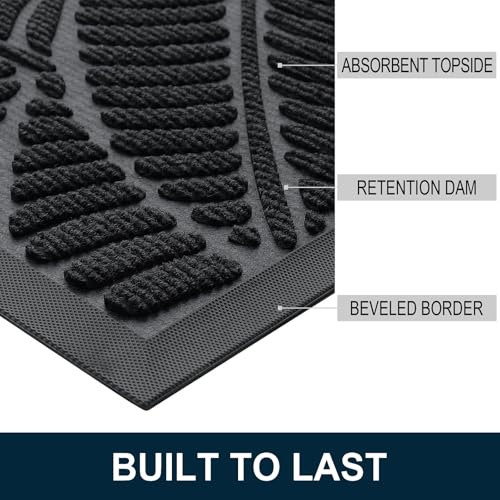 Colorxy Waterproof Doormat, Sturdy Natural Rubber Front Indoor Mat, Non Slip Low Profile Indoor Outdoor Door Mats, Stain and Fade Resistant Floor Mat, Easy Clean Patio Entrance Mat, 47x17, Black - color: Black, size: 47" X 17"