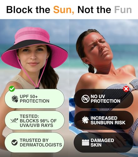 GearTOP Safari Hat for Men Sun Hats for Women UV Protection UPF 50+ Fishing, Gardening, Hiking Hat (22-23 1/2") - color: Pink Standard