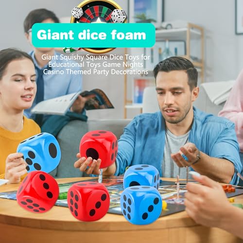 2 Pieces 6 Inches Large Foam Dice Set Giant Foam Dice Soft Dot Dice Toy for Family Educational Toys Parent Child Board Games Nights Casino Themed Party Decoration (Color Set 4) - color: Color Set 4