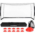 Storgem Soccer Goal,Soccer Net,Soccer Goals for Backyard,with Bow Frame,Collapsible Metal Base and 15 Training Cones - style: 8x6Ft