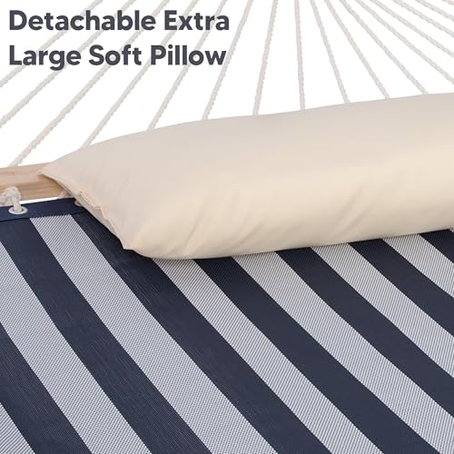 SUNCREAT Double Hammock with Stand Included, Outdoor Portable Hammock with Stand, Blue - color: Blue, size: 78.7 x 55.1 in, Hammock with 144 in Stand