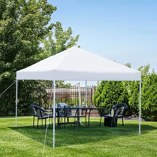 Amazon Basics Outdoor Pop Up 10 x 10 Canopy Tent for Events, Portable with Easy Setup, Sun Shelter, Includes Wheeled Carry Bag, 8 Pegs, 4 Ropes, 4 Weighted Bags, White - color: White, style: Pop Up