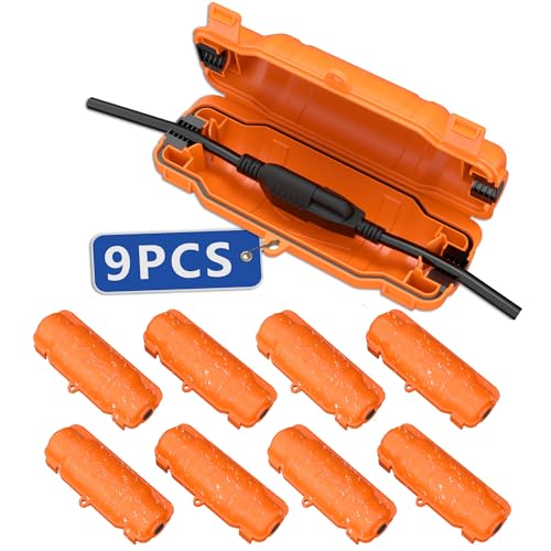 9 Pack Outdoor Extension Cord Safety Cover with Waterproof Seal IP54 Water-Resistant, Weatherproof Electrical Connection Box with 2 Latches, Plug, Socket, Holiday Decoration Light, Orange - color: Orange, size: 9 Pack