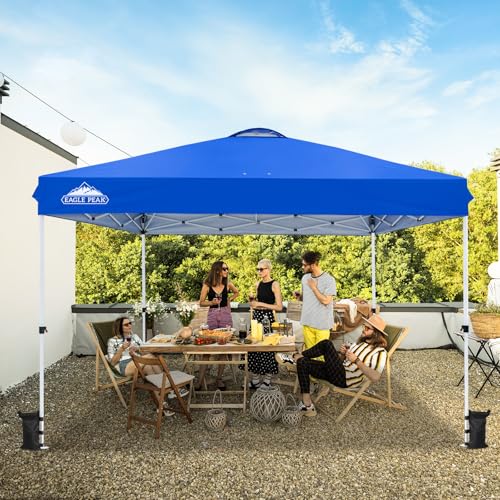 EAGLE PEAK Pop Up Canopy Tent with Wheeled Carry Bag, 8 Stakes, 4 Ropes, 4 Weight Bags, Easy Set Up Tent Canopy, 12x12 ft, 144sqft of Shade, Blue - color: Blue, size: 12x12