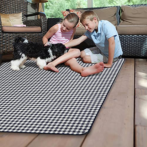 Beach Blanket Extra Large Picnic Mat Sand Free Waterproof Camping Blanket Easy Fold Carry Portable Travel Blanket Play Mat for Outdoor Indoor Hiking Festival BBQ Park Grass Lawn - color: Navy Grid