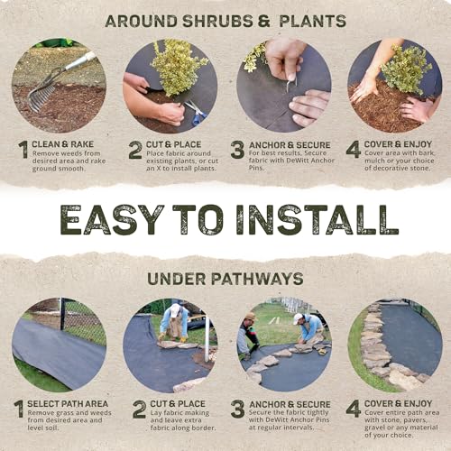 Dewitt 6-Pack Pro-5 Weed Barrier Fabric 5 oz, 4 x 250 Feet – Heavy-Duty Woven Landscape Ground Cover Mat for Raised Garden Bed, Greenhouse Gardening, Outdoor Landscaping, and Commercial Planting - size: 3 Pack, style: 6' x 250'