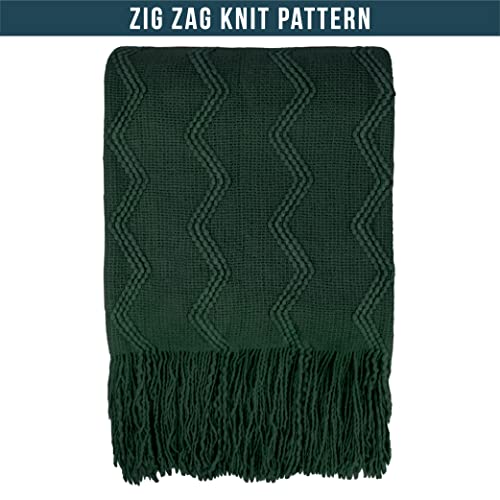 PAVILIA Emerald Green Knit Throw Blanket for Couch Bed, Soft Knitted Farmhouse Sofa Throw for Living Room, Lightweight Decorative Summer Throw Blanket for Chair, Outdoor Textured Boho Blanket, 50x60 - color: Emerald Green, size: 50 X 60 Inches - Throw