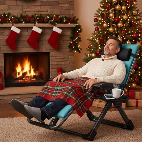 ABORON Zero Gravity Chair,Premium Outdoor Lawn Folding Lounge Chairs,Sturdy Adjustable Reclining Patio Chairs with Removable Cushion,Headrest & Tray - color: Jade Green