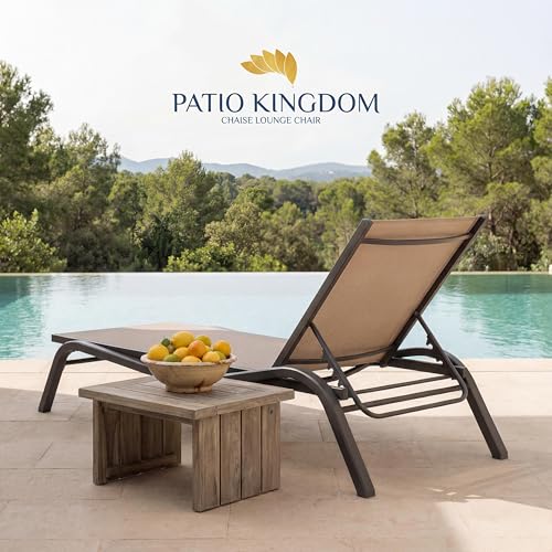 Adjustable Patio Chaise Lounge Chair, Outdoor Pool Lounger for Sunbathing & Tanning, All-Weather Textilene Sun Bed for Beach, Porch & Deck, Rust-Proof Aluminum Frame, Beige - color: Beige, size: 1 Piece