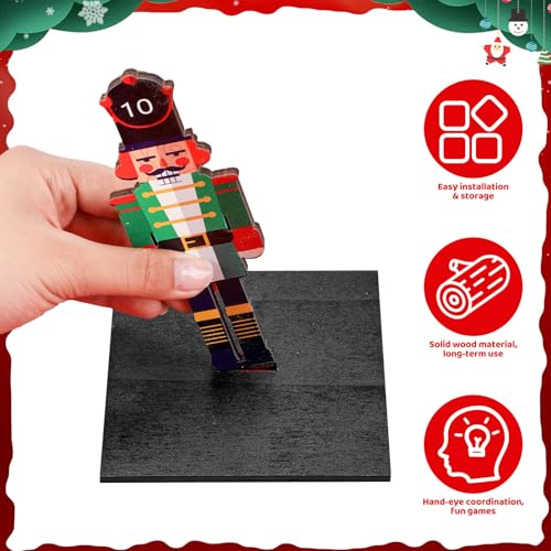 Jenaai 32 Pcs Christmas Wooden Nutcrackers Ring Toss Game, Christmas Ring Toss Game Set for Family Indoor Outdoor Play Xmas Party Supplies Decoration - style: Nutcracker