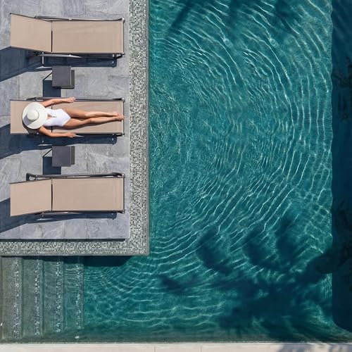 Patio Chaise Lounge Chairs Set of 4, All-Weather Aluminum Pool Loungers for Outside, 5-Position Adjustable Sunbathing Chairs for Tanning, Stackable for Backyard, Poolside, Beige - color: Beige, size: Set of 4