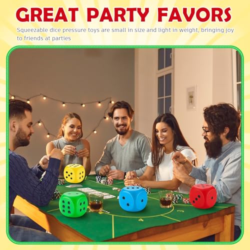 Zomiboo 4 Pcs Jumbo 4 Inch Foam Dice Set, Soft Stress Relief Toy for Kids & Adults, Colorful 6 Sided Giant Dice for Classroom Math, Family Board Games, Holiday Stocking Stuffers(Bright Colors,Dot) - color: Bright Colors, style: Dot