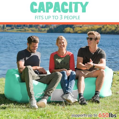 AlphaBeing Inflatable Lounger Beach Chair Accessories, Air Sofa Hammock Inflatable Couch for Camping Backyard Lakeside with Compression Sacks, Ideal Outdoor Gifts for Adults - color: Green