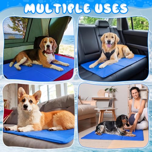 Drydiet 4 Pack Dog Cooling Mat - 23'' X 35'' Solid Gel Self Cooling Mat with Storage Bag Pressure Activated No Refrigeration or Electricity Needed Pet Pad for Dogs & Cats Kennels, Crates, Beds - size: 23'' X 35''