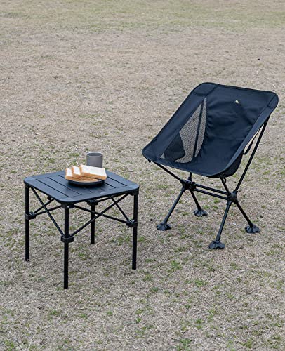 iClimb Lightweight Stable Alu. Folding Square Table Roll Up Top with Carry Bag for Camping Picnic Backyards BBQ Camp Kitchen (Black, S) - color: Dark Black, size: Small